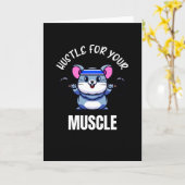 Funny Workout Mouse Weight Training Bodybuilder Kaart (Gele Bloem)