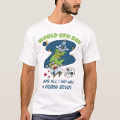 Funny World UFO Dag Sondering Sessie Cartoon T-shirt (Voorkant)