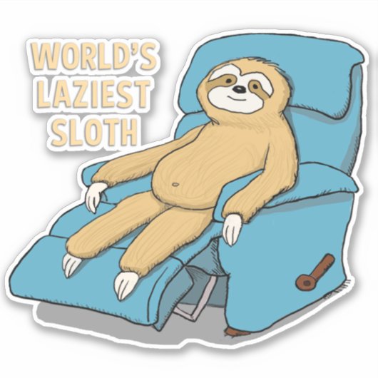 Funny World's laziest Sloth in Recliner Sticker (Voorkant)