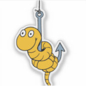 Funny Worm Custom-Cut Vinyl Sticker (Devant)