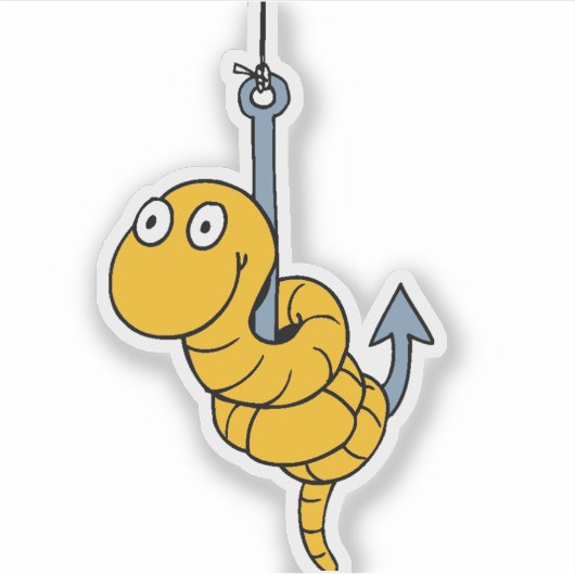 Funny Worm Custom-Cut Vinyl Sticker (Voorkant)