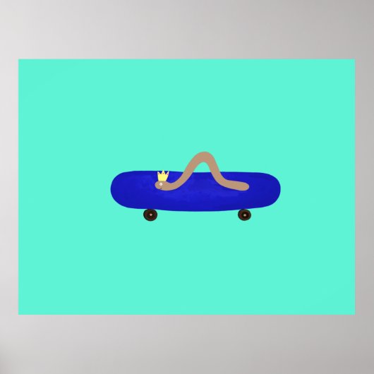 Funny worm on a skateboard  poster (Voorkant)