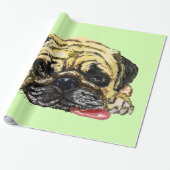 Funny Wrapping Paper met Pug Dog - Aangepaste kleu Cadeaupapier (Uitgerold)