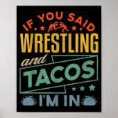 Funny Wrestling And Tacos Shirt Wrestle Retro Men Poster (Voorkant)