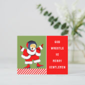 Funny Wrestling Kerstmis Feestdagenkaart (Staand voorkant)