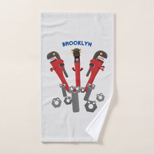Funny wright Monster tools humor cartoon Bad Handdoek (Handdoek)