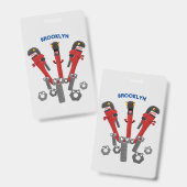 Funny wright Monster tools humor cartoon Badge (Voor- en achterkant)