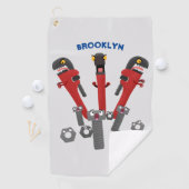 Funny wright Monster tools humor cartoon Golfhanddoek (Insitu)