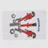 Funny wright Monster tools humor cartoon Golfhanddoek (Horizontaal)