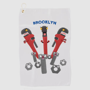 Funny wright Monster tools humor cartoon Golfhanddoek