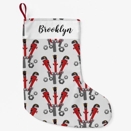 Funny wright Monster tools humor cartoon Kleine Kerstsok (Voorkant)