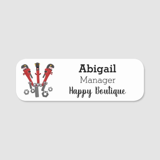 Funny wright Monster tools humor cartoon Naamplaatje (Voorkant)