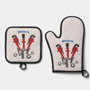 Funny wright Monster tools humor cartoon Ovenwant & Pannenlap Set