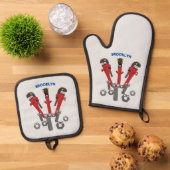 Funny wright Monster tools humor cartoon Ovenwant & Pannenlap Set (Top down)