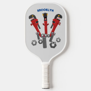 Funny wright Monster tools humor cartoon Pickleball Paddle
