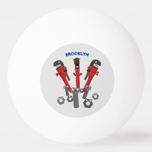 Funny wright Monster tools humor cartoon Pingpongballen (Voorkant)