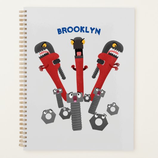 Funny wright Monster tools humor cartoon Planner (Voorkant)