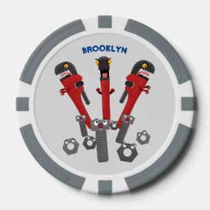 Funny wright Monster tools humor cartoon Poker Chips