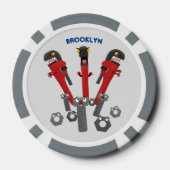 Funny wright Monster tools humor cartoon Poker Chips (Achterkant)