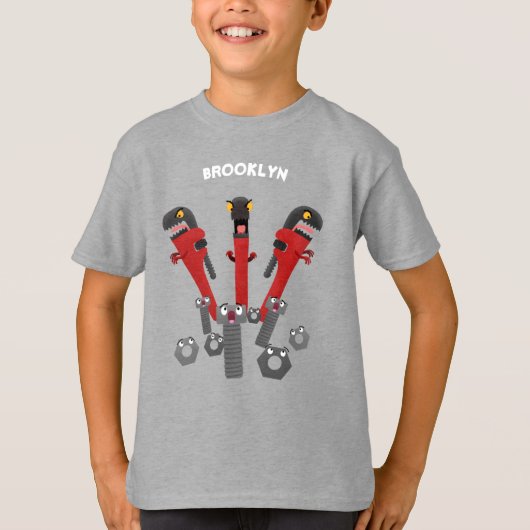 Funny wright Monster tools humor cartoon T-shirt (Voorkant)
