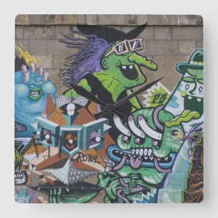 Funny Wyed Green Witch Vierkante Klok