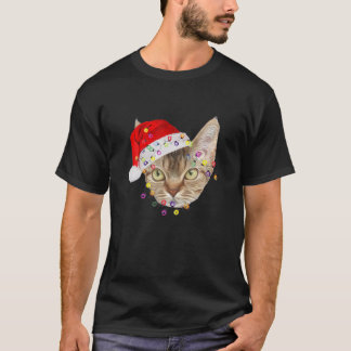 Funny Xmas Devon Rex Kerstmis Licht Schattig Gezic T-shirt