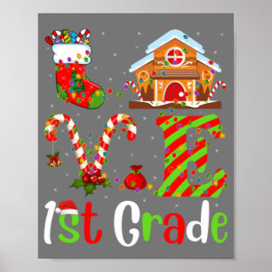 Funny Xmas Lighting Love 1st Grade Teacher Christm Poster