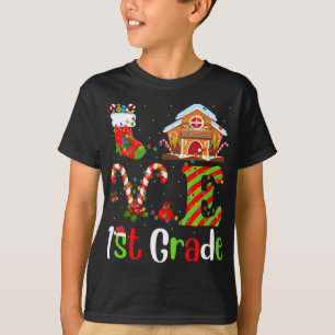 Funny Xmas Lighting Love 1st Grade Teacher Christm T-shirt
