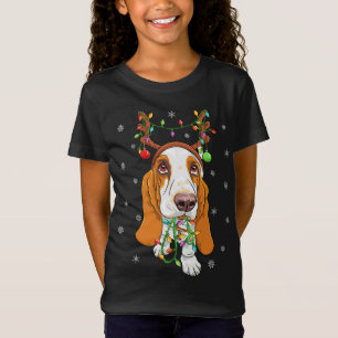 Funny Xmas Lighting Reindeer Pet Basset Hound Chri T-shirt