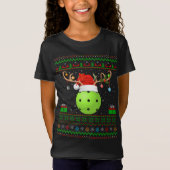 Funny Xmas Lighting Santa Hat Ugly Pickleball Chri T-shirt (Voorkant)