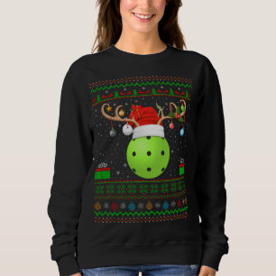 Funny Xmas Lighting Santa Hat Ugly Pickleball Chri Trui