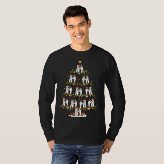 Funny Xmas Lighting Santa Wire Fox Terrier Christm T-shirt (Voorkant volledig)