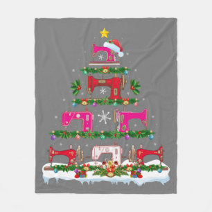 Funny Xmas Lighting Sewing Machine met kerstboom Fleece Deken