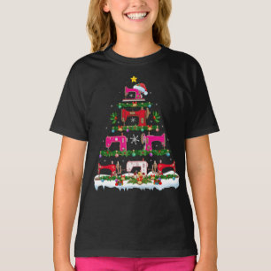 Funny Xmas Lighting Sewing Machine met kerstboom T-shirt