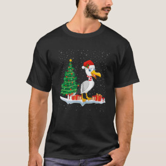 Funny Xmas Lighting Tree Santa Hat Seagull Christm T-shirt