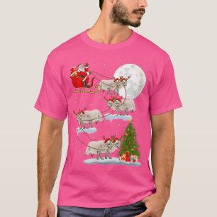 Funny Xmas Lighting Tree Santa Riding Arctic Fox C T-shirt