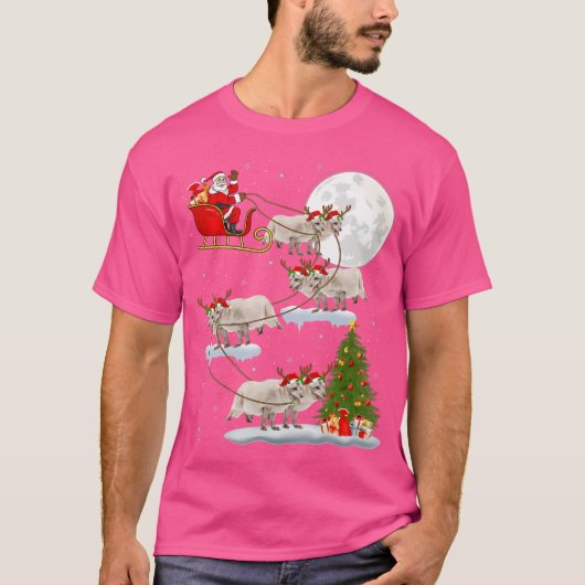 Funny Xmas Lighting Tree Santa Riding Arctic Fox C T-shirt (Voorkant)