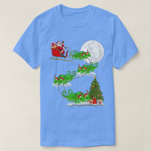 Funny Xmas Lighting Tree Santa Riding Chameleon Ch T-shirt (Design voorkant)