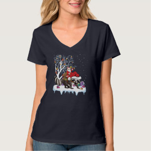 Funny Xmas Lighting Tree Santa Riding Chri T-shirt