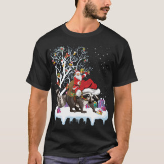 Funny Xmas Lighting Tree Santa Riding Chri T-shirt