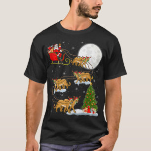 Funny Xmas Lighting Tree Santa Riding Cougar Chris T-shirt