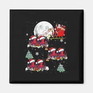 Funny Xmas Lighting Tree Santa Riding Octopus Chri Magneet