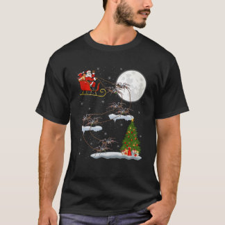 Funny Xmas Lighting Tree Santa Riding Tarantula Ch T-shirt