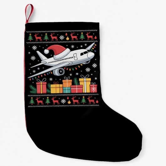 Funny Xmas Lighting Tree Santa Ugly Airplane  Kleine Kerstsok (Voorkant)