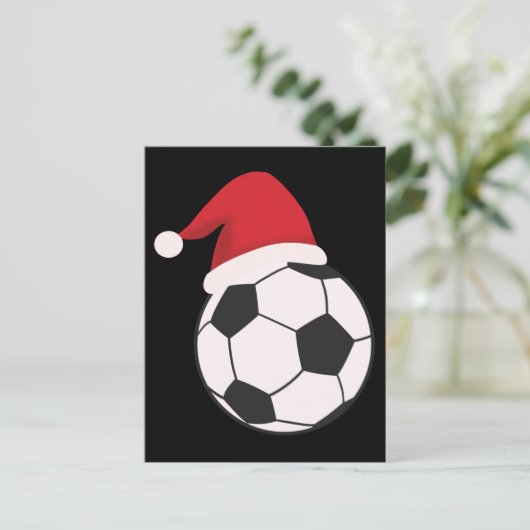 Funny Xmas Voetbal Santa Hat, Soccer Lover Briefkaart (Staand voorkant)