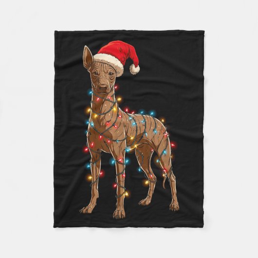 Funny Xoloitzcuintli Christmas Graphic Dog Lights  Fleece Deken (Voorkant)