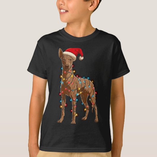 Funny Xoloitzcuintli Christmas Graphic Dog Lights  T-shirt (Voorkant)