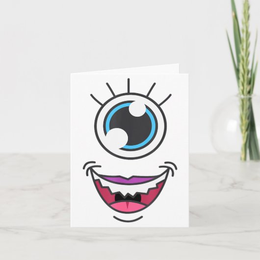 Funny Y Monster Eyeball Face Halloween Kaart (Voorkant)