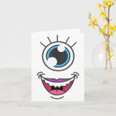 Funny Y Monster Eyeball Face Halloween Kaart (Gele Bloem)