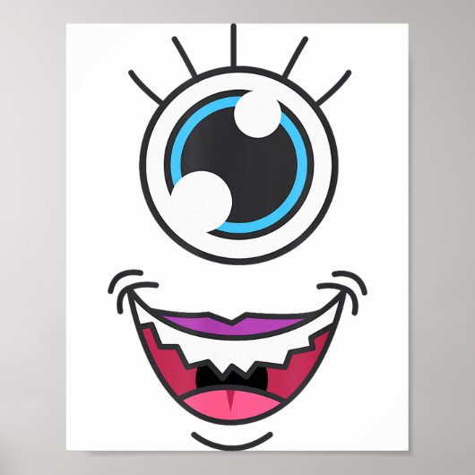 Funny Y Monster Eyeball Face Halloween Poster (Voorkant)